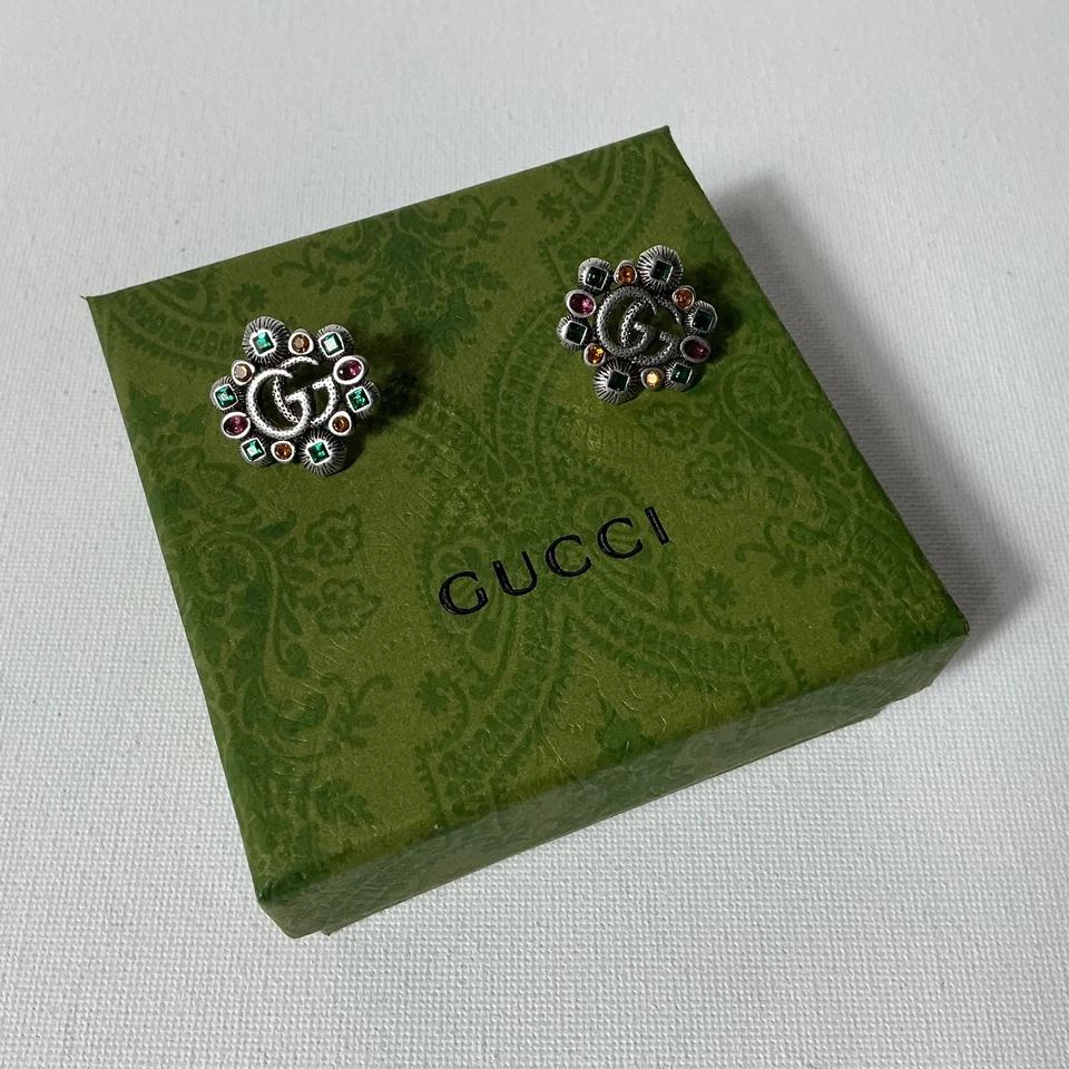 Pendientes Gucci Plata GG Coloridos con Caja Foto 1 de 3