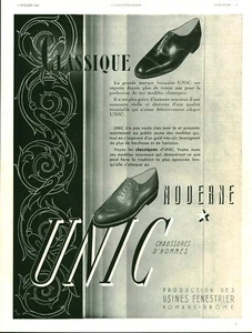 Publicité ancienne chaussures homme Unic 1937 issue de magazine - Imagen 1 de 1