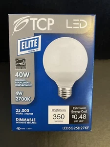 TCP LED Elite Series 4W 2700K 40W Halogen Light Bulb Dimmable LED5G25D27KF - Picture 1 of 3