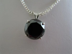 2.90ct 100% REAL EARTH MINED NATURAL BLACK DIAMOND NECKLACE, CERTIFICATE,PENDANT - Picture 1 of 7