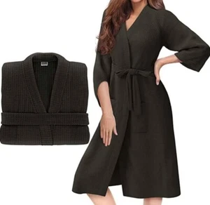 Waffle Dressing Gowns Unisex Kimono Robe, Luxury Towelling Bathrobe Large - Picture 1 of 5