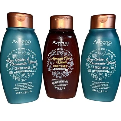 Aveeno Acondicionador 2x Agua de Rosas Manzanilla 1x Aceite de Almendras 12oz Lote de 3 Nuevo Foto 1 de 2