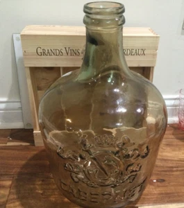 Large 3 1/2 Gallon Glass  tinted Cabernet Wine Carboy Jug 17.5in Tall - Picture 1 of 9
