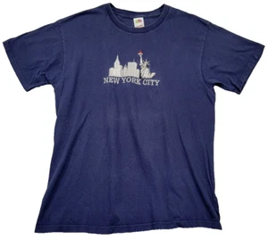 De colección Ciudad de Nueva York Bordada L NYC Skyline Torres Gemelas Azul Fruta del Telar - Imagen 1 de 7