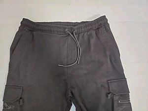 Sz 2XL Men's Pants. Workout Cargo Sweatpants 33" Inseam. New Black Fleece Lined - Picture 1 of 12