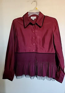 Coldwater Creek Lace Overlay Button Down Dressy Top Blouse PS - Picture 1 of 4