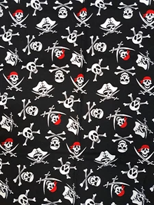Piratenstoff Baumwolle Patt C-9683 Riley Blake Designer schwarz weiß rot 33" lang - Bild 1 von 4