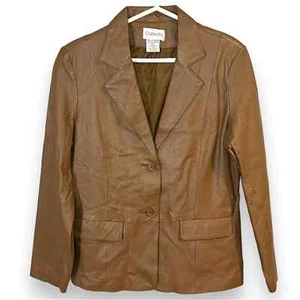 Chaqueta de Cuero Marrón Premium Chadwicks Talla 12 Botón de Pecho Único Bolsillo Frontal - Imagen 1 de 6
