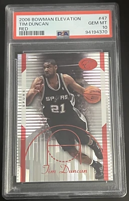 2006 Bowman Elevation #47 Tim Duncan RED Parallel /299 PSA 10 Gem Mint Pop 2 NEW - Image 1 of 4