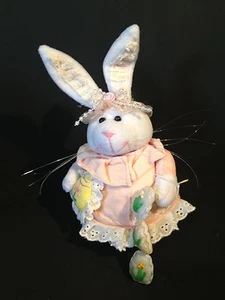 Pink & White Weighted Bunny Rabbit Easter Decoration Beads Eggs Cute 8" - Picture 1 of 5