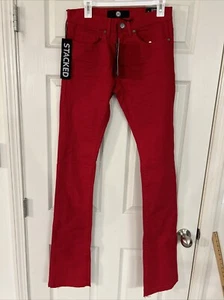 Men JORDAN CRAIG Wynwood Martin Stacked Jeans Red 30 - Picture 1 of 4