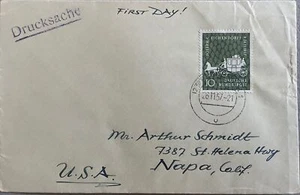1957 Germany FDC #779 Osnabruck to US; animal, horse topical *d - Picture 1 of 2