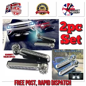 Wind Power Car Grille 8 LED DRL Daytime Running Fog Warning Light Head Lamp NEW - Picture 1 of 9