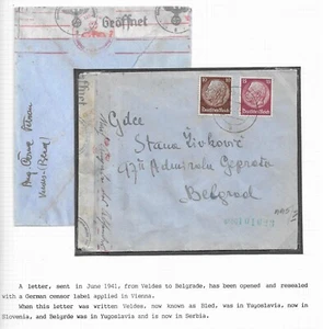 Alemania 1941 Cubierta censurada Bled a Belgrado - Imagen 1 de 4