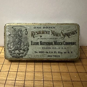 Antique 1900s Elgin Resilient Main Springs National Watch Co Tin Advertising - Picture 1 of 11