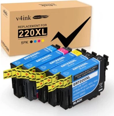 5x Ink Cartridges for Epson T220XL WorkForce WF-2750 WF-2760 WF-2650 Black Color - Image 1 of 4