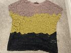 Ladies Next Ochre/Taupe/Grey Lace Top Size 12