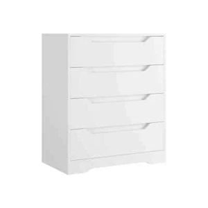4-Drawer Dresser, Wood Organizer Unit with Cutout Handles, White Dresser Bedroom - Picture 1 of 5