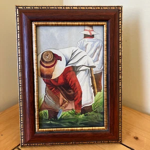 Peruvian Farmers Original Watercolor Framed Painting 2004 6x8" Peru Folk Art - Bild 1 von 5
