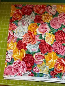 Snow Leopard Designs Free Spirit Philip Jacobs Quilt Fabric ROSE BED OOP Rare - Picture 1 of 4
