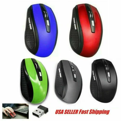 Wireless Optical Mouse Mice & USB Receiver For PC Laptop Computer DPI USA - Image 1 of 4