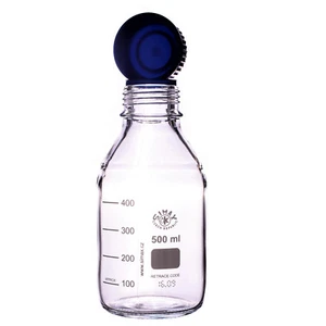 REAGENT BOTTLE 500ml WITH GL45 AUTOCLAVABLE SCREW CAP & POURING RING ISO 4796-1 - Picture 1 of 3