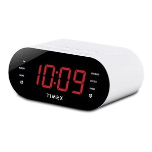 Timex Alarm Clock for Bedroom with FM Radio and USB Charger - White - Picture 1 of 6
