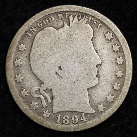 1894-S Silver Barber Quarter GOOD FREE SHIPPING Cover