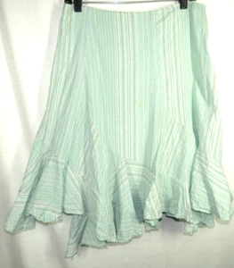O'Neill Women's Mint Green Striped Cotton Flared Ruffled Skirt Size 7 - Picture 1 of 10