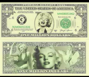 MARILYN MONROE 1 MILIONE DI DOLLARI USA UNC NOVITÀ SOLDI - Foto 1 di 1