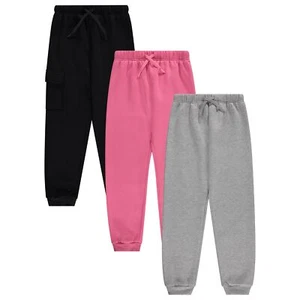 Girls Fleece Joggers 3 Pack Soft CVC Cotton Blend Pants for Kids - Rose Size 6 - Picture 1 of 4