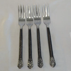 Gourmet Settings Avalon Barcelona 18/10 Stainless Hammered Fork 8 3/8" Set Of 4 - Picture 1 of 4