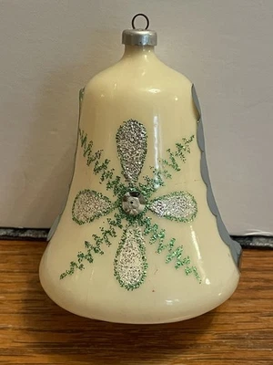 Vintage 1950’s Austrian Molded 4” Plastic Bell Christmas Tree Ornament Mica Foil - Image 1 of 4