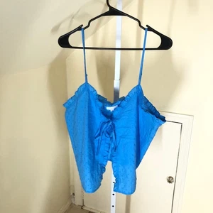Colsie NWT Women's Blue Tie Front Pajama Top Size XL - Picture 1 of 8