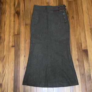 Raro Ralph Lauren Corderos Lana Alpaca Verde Larga Maxi Falda Cuero Hebillas Talla 4 - Imagen 1 de 10