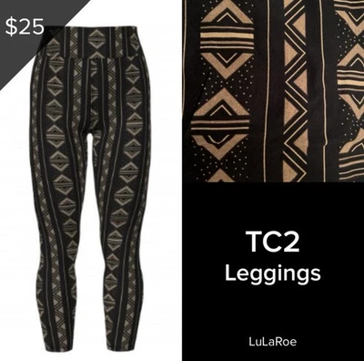LuLaRoe NUEVOS Leggings TC2 (Alto y Curvilíneo 2) Suave Muerte Talla 18+ Azteca Negro Marrón Foto 1 de 3