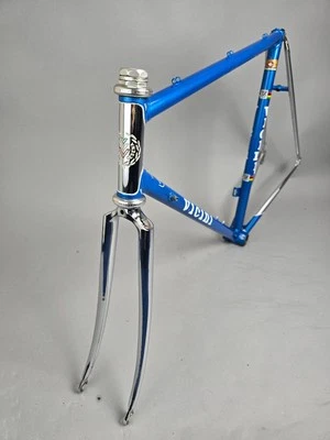 Rahmen Set Vicini Cesena Blau Metallic 55 cm vintage frame chrome Columbus SL - Bild 1 von 4