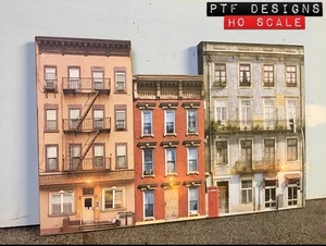 HO Scale Apartment #2 Combo W/LEDs!  - Building Flat / Front 3D Background - Picture 1 of 9