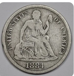 Yo10003-7 Superlative 1884 Fine Full Rim Km#A92 Collectible Liberty Std HRL - Bild 1 von 2