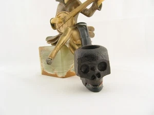 ITALY Patent Hand Carved Imported Briar SKULL HEAD MOVABLE MOUTH Pipe Halloween - Afbeelding 1 van 19