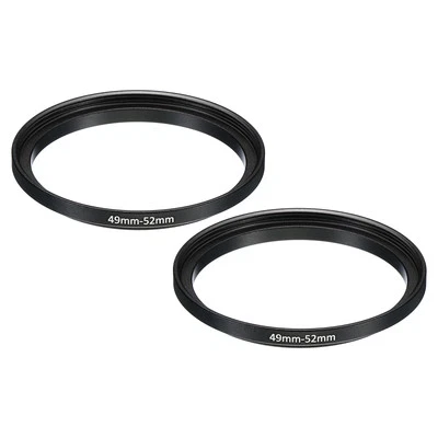2pcs49mm-52mm Metal Step Up Ring Camera Lens Filter Adapter Ring Black - Image 1 of 4