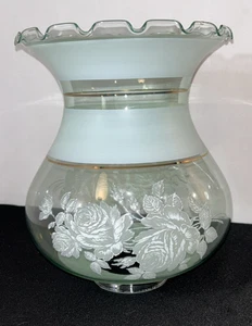Lámpara antorcha vintage Lo que el viento se llevó pantalla rosas esmeriladas verde claro - Imagen 1 de 12