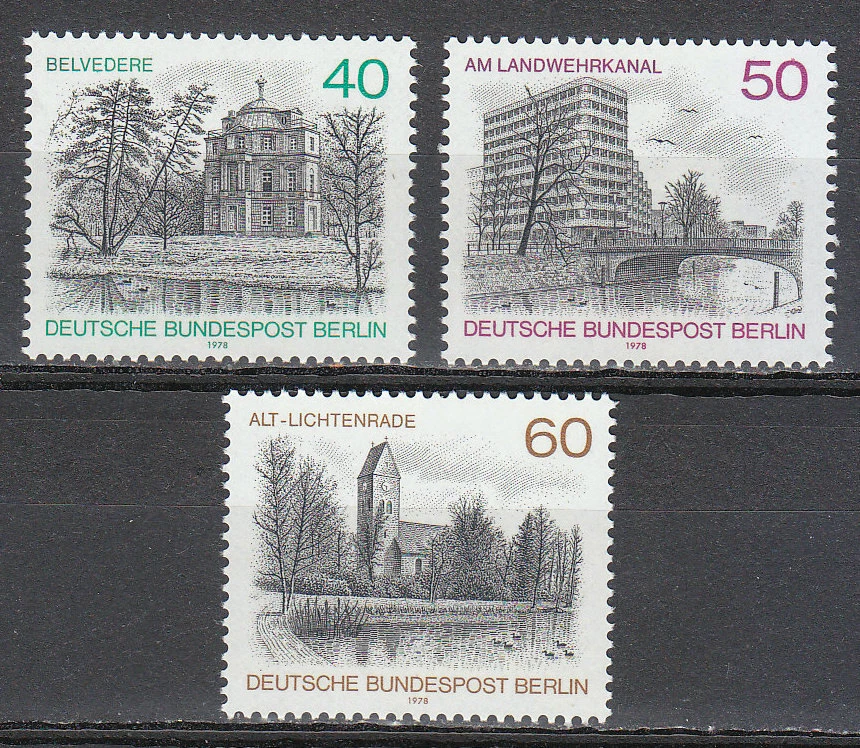 West Berlin 1978 MNH Mi 578-580 Sc 422-424 Views Bridge Church ** - Image 1 of 1
