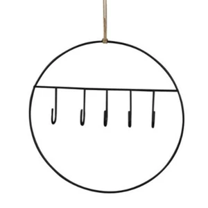 Dekoring mit Haken schwarz modern 29 cm Metallring Wanddekoration Deko Wand - Bild 1 von 3