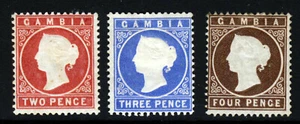 GAMBIA Queen Victoria 1880 A Wmk Crown CC UPRIGHT Group SG 13B, 14cB & 15B MINT - Picture 1 of 2