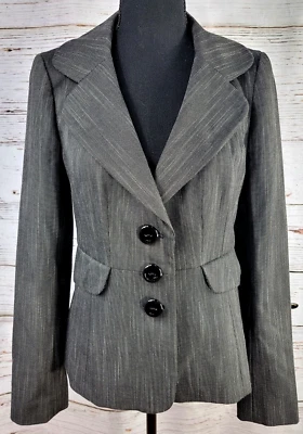 Blazer Classiques Entier para mujer gris oscuro rayas oficina talla 4 mangas moradas Foto 1 de 4