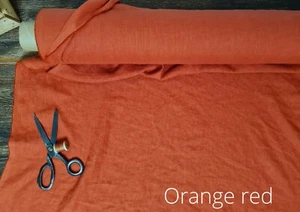 Orange Red Linen Fabric by the Yard – Bold Rustic Textile for Apparel & Decor - Picture 1 of 4