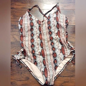 Kona Sol Brown and Black One Piece Swimsuit Size XL. - Picture 1 of 9