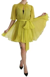 DOLCE & GABBANA Dress Yellow Shift A-line Silk Gown IT40 / US6 / S RRP $2600 - Picture 1 of 12
