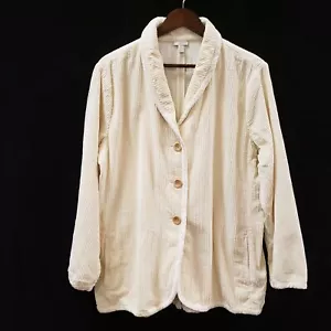 J Jill Womens Corduroy Blazer Size XL Petite Cream Old Money Office Quiet Luxury - Picture 1 of 13